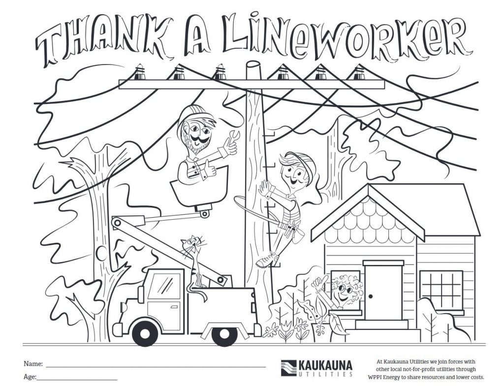 Thank-A-Lineworker Coloring Contest - March 11 - April 12 - Kaukauna ...