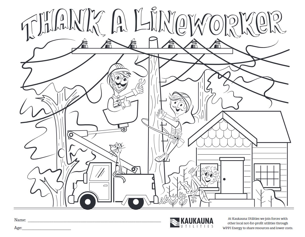 Thank-A-Lineworker Coloring Contest - March 11 - April 12 - Kaukauna ...
